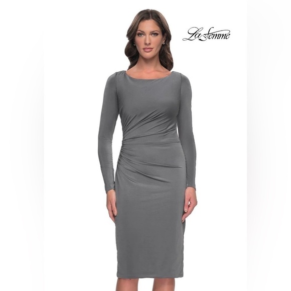 La Femme Dresses & Skirts - La Femme Gray 31015 Mother of the Bride Evening Gown